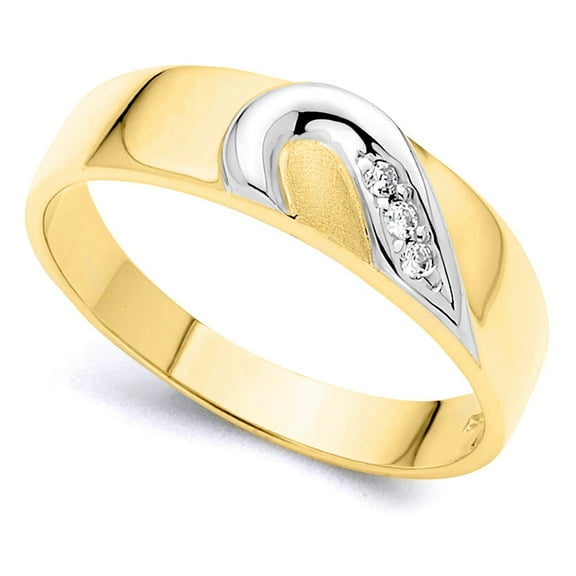 Dimaya Fine Jewelry 14K Two-Toned Gold Cubic Zirconia 6-mm Men's Wedding Band