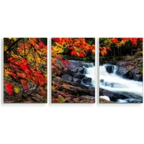 IDEA4WALL 3 Piece Nature Canvas Wall Art Waterfall in Forest Canvas Prints Modern Home Wall Decor, 16"x24"