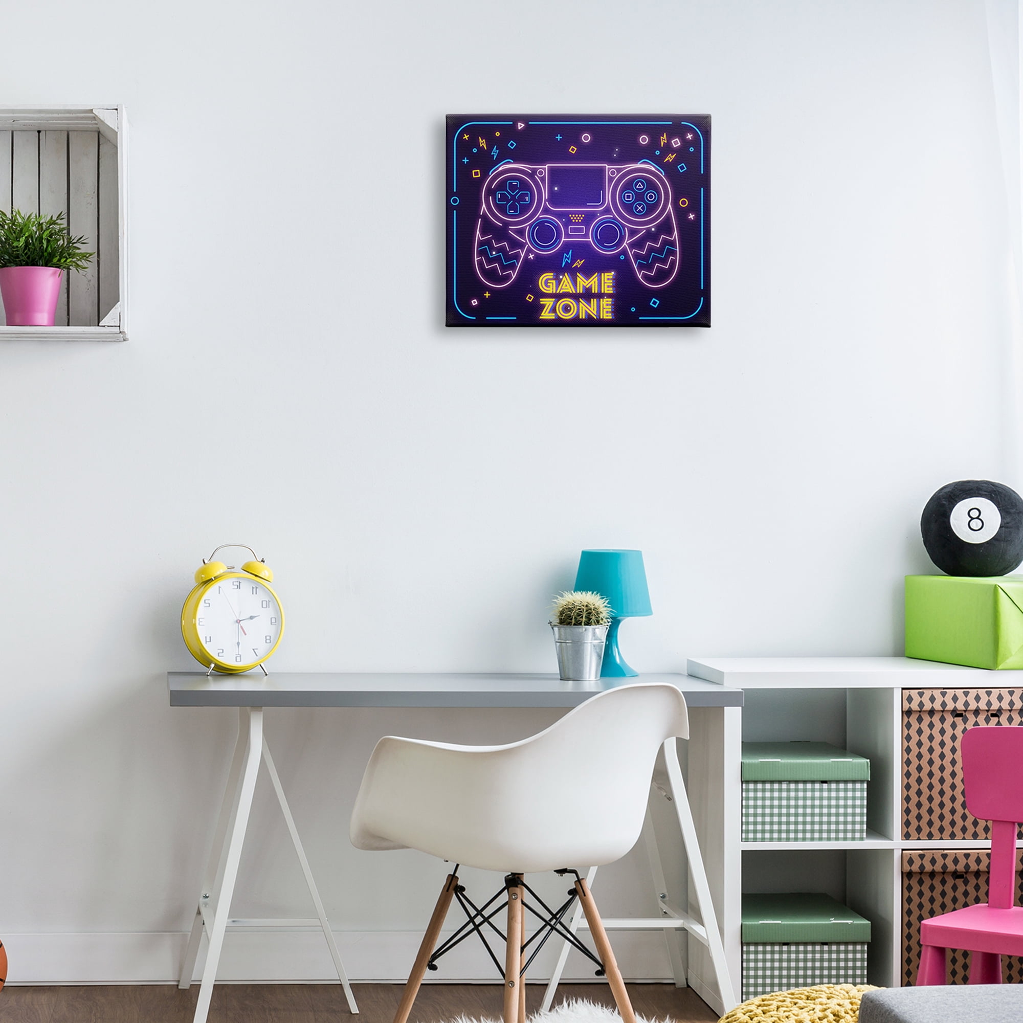 Stupell Industries Vivid Neon Style Game Zone Arcade Gamer Sign , 20 x 16, Design by Ziwei Li