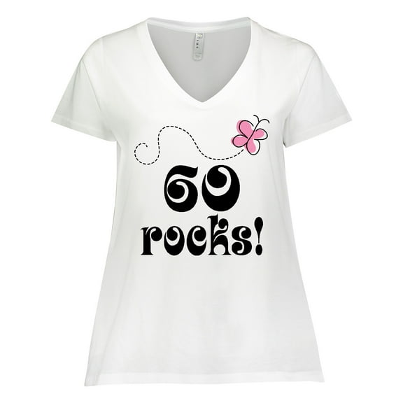 Inktastic 60th Birthday 60 Rocks Women's Plus Size V-Neck T-Shirt