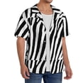 thumbnail image 4 of Naloa Zebra Men's Loose Fit Cuban Collar Short-Sleeve Shirt with Button-down and Chest Pocket for Everyday Wear Outings - Large, 4 of 7