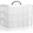 thumbnail image 1 of 3-tier Clear Stackable Storage Container, Plastic Organizer Box With 30 Compartments(adjustable),for Organizing Arts And Crafts,washi Tapes,beads,kids, 1 of 4