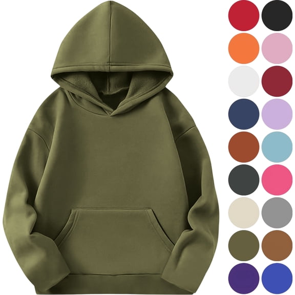 Boys And Girls Hooded Sweatshirt Pullover Casual Long Sleeve Hoodies Cute Oversized Fleece Pocket Sweatshirt Tops,11 Years,Army Green
