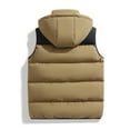 thumbnail image 4 of Wutalume Men's Casual Loose Color-Blocked Cotton Warm Jacket with Detachable Cap, Sleeveless Vest Style for Men, Versatile for Outdoor Adventures and Casual Fashion,Coffee 3XL, 4 of 8
