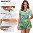 thumbnail image 5 of Uorisanigo Hawaiian Leaf Matching Couple Summer Golf Outfits Cactus Print Men's 1/4 Zip Short Sleeve Shirt and Women's Dress with Built in Shorts Quick Dry Athletic Sport Wear, 5 of 8
