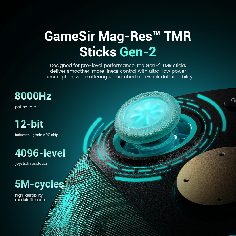 Control Esports GameSir G7 Pro Aimlabs Edition 8K para PC, Frecuencia de Sondeo 8000Hz, Joysticks TMR, Gatillos Hall, Cable e Inalámbrico 2.4G con Audio 3.5mm 8