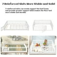 thumbnail image 4 of Twin Floor Bed for Children, Sturdy Wood Montessori Bed Frame with Wood Slats, Fence & Door, Montessori Floor Bed for Girls and Boys, White, 4 of 6