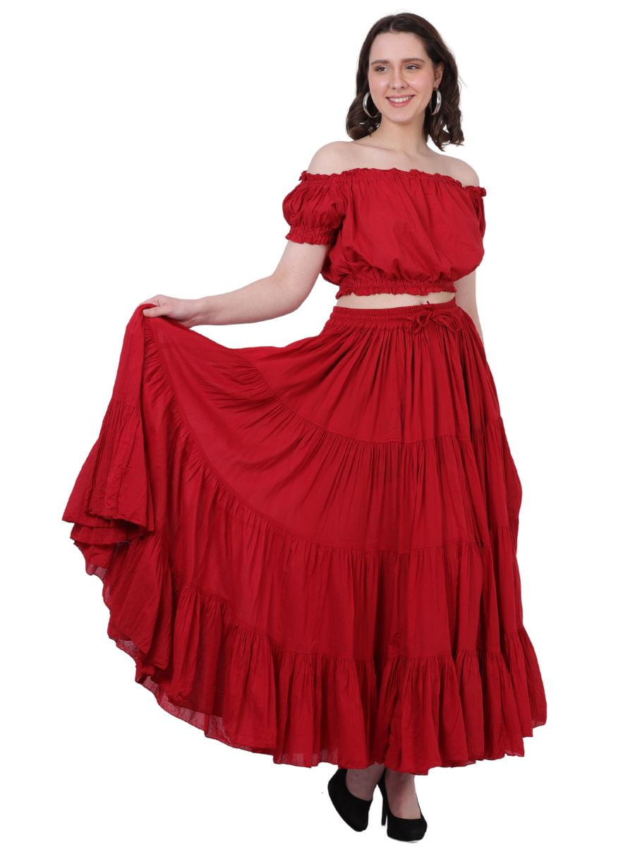 Wevez Women's Gypsy 25 Yard Solid Color Cotton Skirt, One Size - Walmart.com
