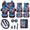 Colorful Wolf Pattern, variant on Car Seat Cover Full Set, with Key Pendant Car Seat Covers, 17 Pieces Quick Installation Suitable for Cars SUVs Pickup Truck