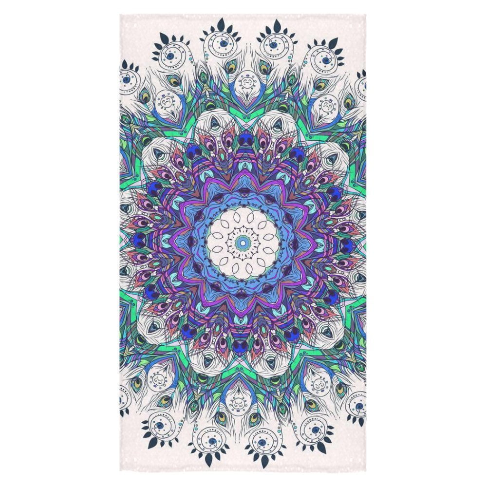 ZKGK Beauitful Feather Mandala Abstract Art Beach Bath Towels Bathroom
