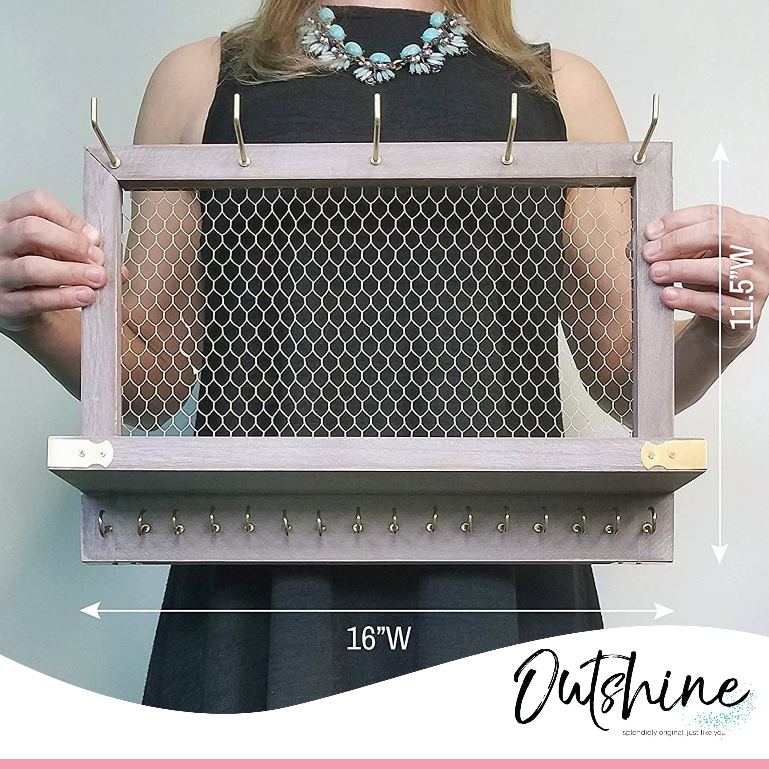 OUTSHINE Wall Jewelry Organizer (Rustic) | Jewelry Organizer Hanging on Wall | Jewelry Organizer Wall Hanging for Vintage Room Decor | Western Jewelry Wall Mount Organizer