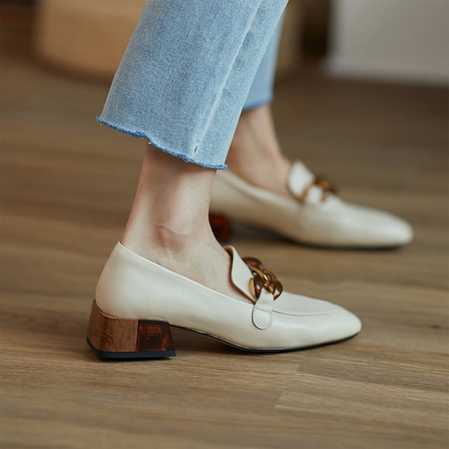 Cameland Chaussures Mary Rétro Françaises pour Femmes, Style Petit Parfum, Bout Rond, Perles, Plates, Décolleté Peu Profond, Cuir Verni Doux, Printemps