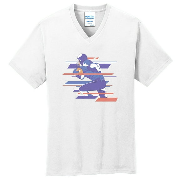 Oversized The Running Back Graphic Design Men's Big Size Port & Company Core Cotton V-Neck T-Shirt - White XL