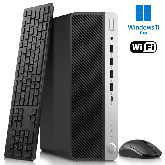 Restored HP 705 G4 Desktop, AMD Ryzen 5 Pro 2400G, 16GB Ram (DDR4), 256GB SSD, Wireless KB & Mouse, Win-11 Pro, Small Form Factor Business PC
