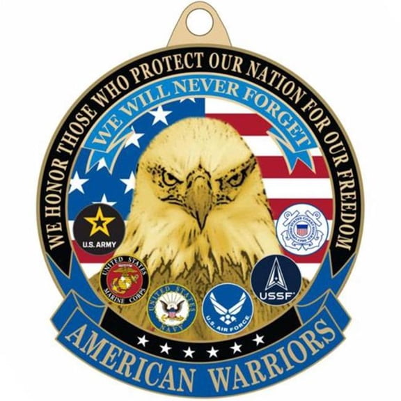 Eagle Emblems KC2015 Key Ring - American Warrior, Bright-Shine - 1.63 in.