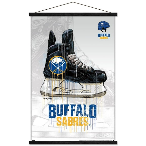 NHL Buffalo Sabres - Drip Skate 21 Wall Poster with Wooden Magnetic Frame, 22.375" x 34"