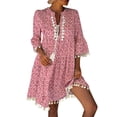 thumbnail image 1 of Ketyyh-chn99 Robes Femmes Fête Robe Soleil Robes pour Femmes Robe d'Été Manche à Volants Ample Fluide Plissée Robe Mini Rouge,m, 1 of 4