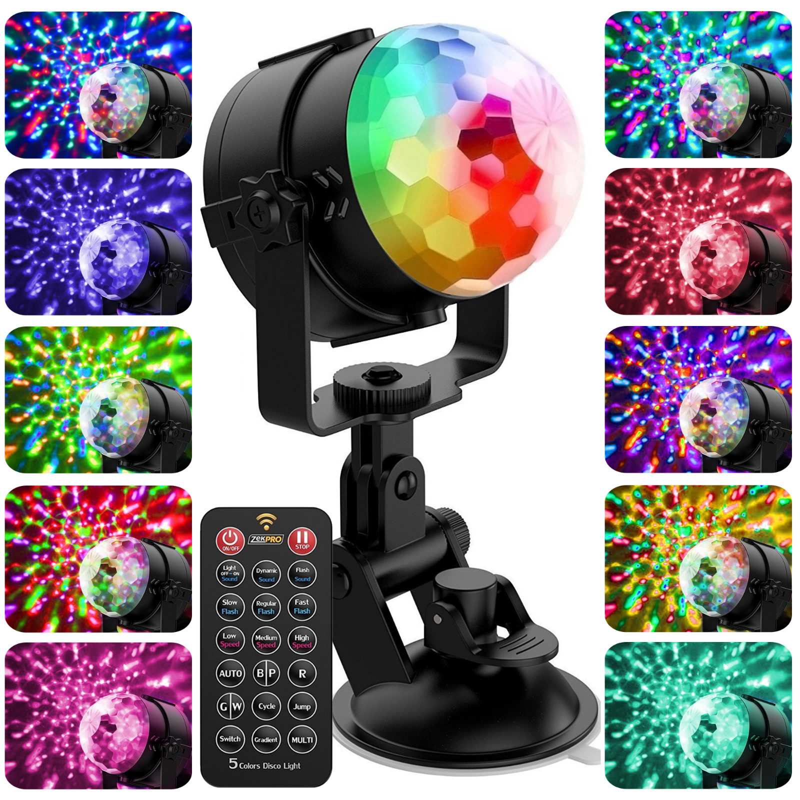 Zekpro Disco Ball Lights Free Wall Holder 3 Modes Portable Multi Zekpro Disco Ball Lights Free Wall