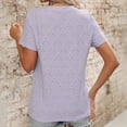 thumbnail image 5 of Fgnfyis T Shirts For Women Summer Round Neck Short Sleeve Embroidered Flower T Shirt Top Womens Short Sleeve Tops Light Purple L, 5 of 8