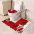 thumbnail image 5 of Juego de cortinas de ducha de Navidad para baño, 4 piezas de cortina de ducha de Navidad/alfombras de baño antideslizantes/tapa de inodoro/alfombra de baño, decoración divertida de alce brillar  Electrónica, 5 of 5