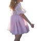 thumbnail image 5 of VISgogo Vestido de Verano para Mujer, Vestido Corto de una Pieza con Manga de Burbuja y Cuello Cuadrado de Color Sólido para Damas, Rosa/Morado/Amarillo VISgogo  moda, 5 of 9