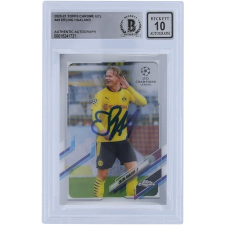 Erling Haaland Borussia Dortmund Autographed 2020-21 Topps Chrome UCL #49 BAS Authenticated 10 Card - Fanatics Authentic Certified