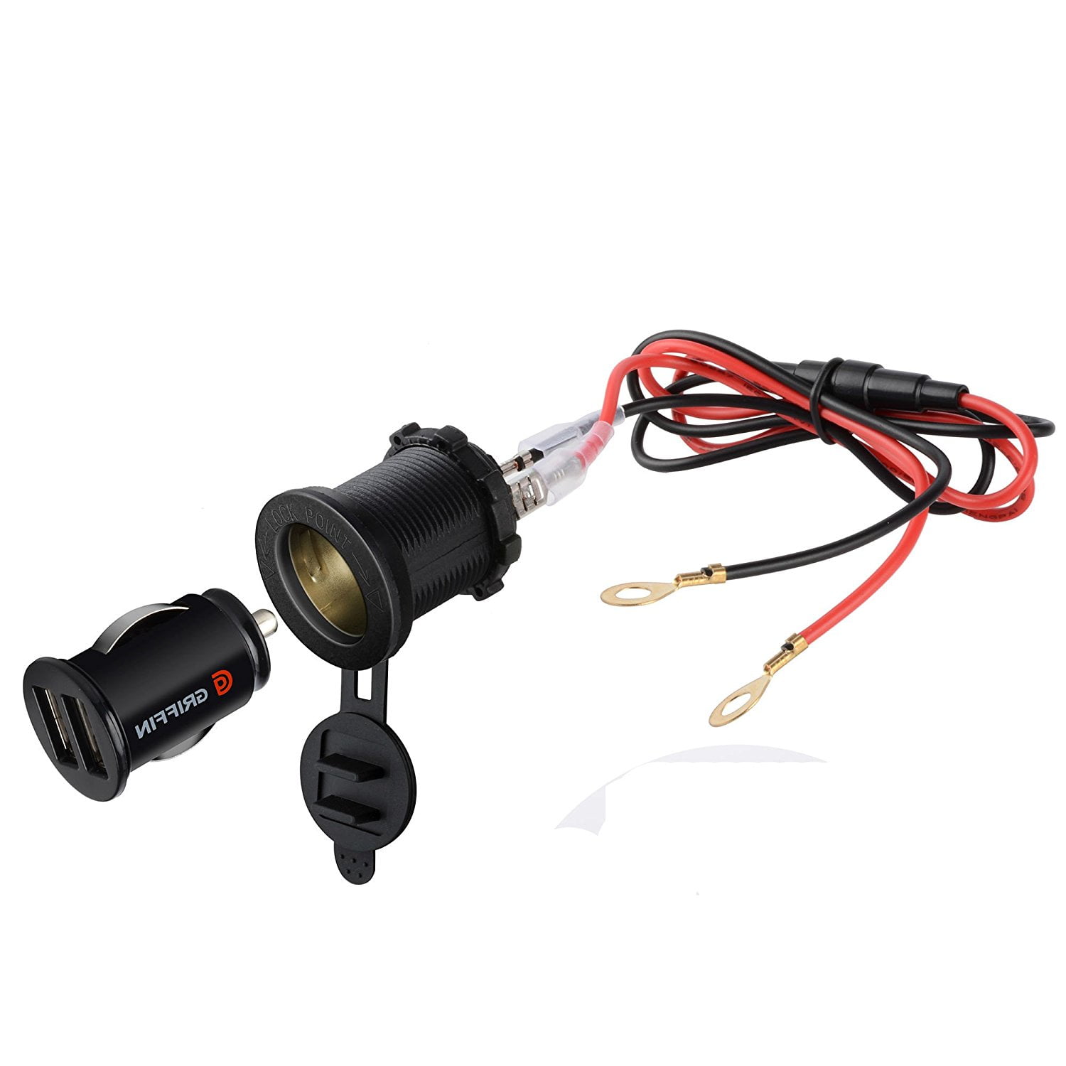 3in1 Waterproof Motorcycle Scooter Cigarette Lighter Socket Power 3in1 Waterproof Motorcycle Scooter Cigarette Lighter Socket Power Plug Dual 3 1a Usb Charger 60cm Cable Com