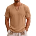 thumbnail image 3 of Men's Casual Sport Top Short Sleeve V-Neck T-Shirt Tops Quick Dry Breathable Moisture Wicking Workout Gym Training Running Essential Gift For Him | JASKFLY,Khaki M, 3 of 8