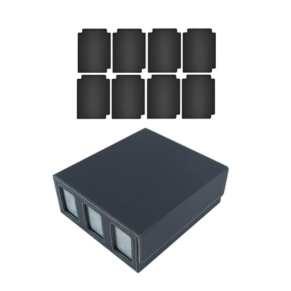 Solución definitiva para almacenar tarjetas con 8 compartimentos para tarjetas coleccionables y deportivas. Negro Gris