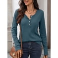 thumbnail image 7 of Mengpipi Women’s Henley Tops Fall Spring Long Sleeve Button Neck Waffle Knit Casual Lightweight Pullover Shirts S-2XL, 7 of 7
