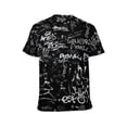thumbnail image 2 of LAOLIUSN Men's Black White Graffiti T-Shirt, Abstract Streetwear Graphic Tee, Short Sleeve All Over Print Shirt, S-4XL, 2 of 7