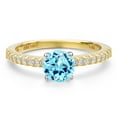 thumbnail image 3 of Gem Stone King 14K Two Tone Gold Blue Apatite and Lab Grown Diamond Engagement Ring for Women | 0.98 Cttw | Round 6MM | Gemstone Birthstone | Size 6, 3 of 6