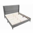 thumbnail image 5 of Queen Size gray velvet platform bed frame no box spring for master bedroom, 5 of 6