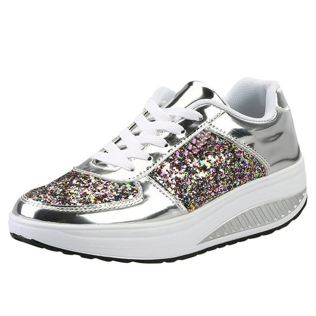 Kcodviy Chaussures pour Dames Filles Femmes Espadrilles pour Femmes Taille 9 Sport Paillettes Chaussures Compensées Avantage Espadrilles - Femmes Shake Femmes