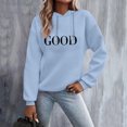 thumbnail image 2 of Atogsazn Womens Hoodies Casual Long Sleeve Letter Printed Hooded Sweatshirt Fall Loose Pullover Tops Clothing Light Blue XXXXXL Fashion, 2 of 6