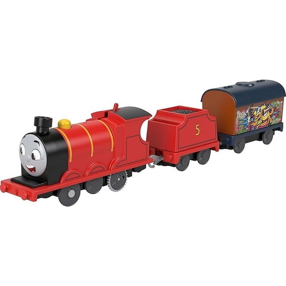 Thomas & Friends Motorized Toy Train Graffiti James Battery-Powered Engine with Tender & Cargo Car for Pretend Play Preschool Kids Ages 3 Years