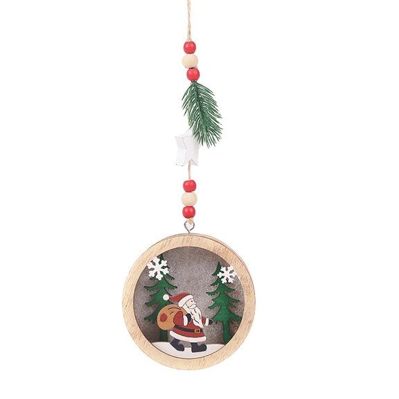Vikakiooze 2022 Christmas Decorations Wooden Pendant With Lights Round Five-pointed Star Pendant Small Tree Pendant Pendant Scene Layout