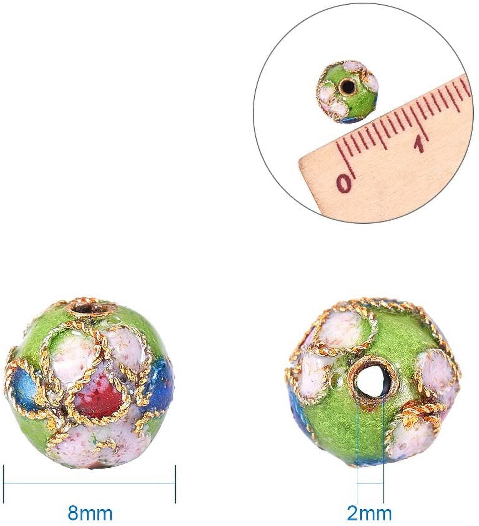 DIY 120 Pieces 8mm Handmade Round Enamel Cloisonne Beads for DIY Jewelry Making Craft Loose Beads Mixed Color DIY