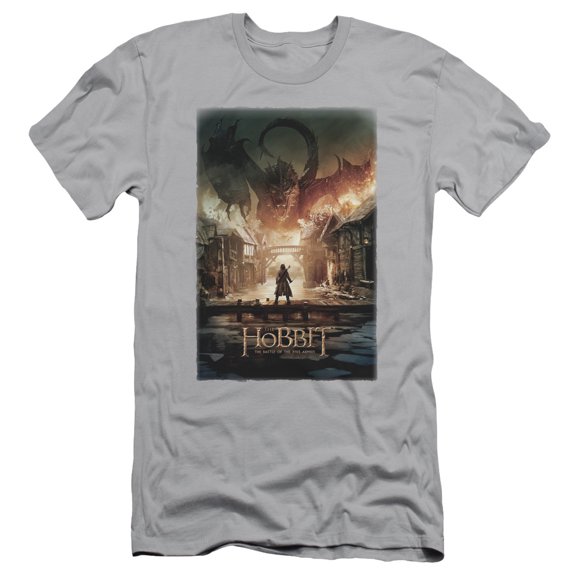 The Hobbit Smaug Poster S/S Adult 30/1 T-Shirt Silver