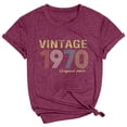 thumbnail image 6 of Trendfront Womens Vintage 1970 T Shirts Letter Graphic V Neck Casual Short Sleeve Loose Fit Tops Trendy Fashion Tee Pullover Daily Wear, 6 of 6
