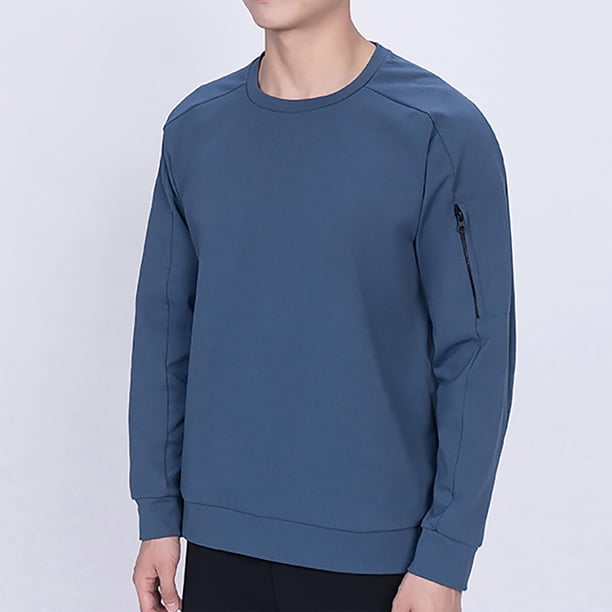 pstuiky camisa de manga larga para hombre, Camiseta informal de cuello redondo para hombre, camiseta deportiva informal falsa, camiseta de cuello redondo de manga larga Tops casuales para hombres l