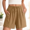 thumbnail image 4 of Vivianyn HD Women's Side Embroidered Drawstring Casual Shorts, Summer Beach Shorts,Coffee,Size M-XXXL, 4 of 6