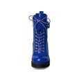 thumbnail image 2 of BLISSFUL STEP Women's Chunky Heel Zip Platform Block Combat Boots Blue 7, 2 of 8