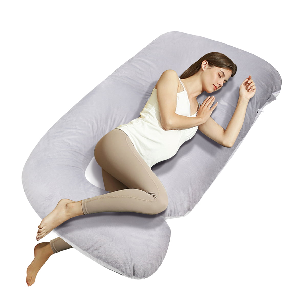 Velvet J-shaped Pregnant Woman Breastfeeding Stomach Lift Side Sleeping  Waist Full Body Pillow Meternity Accessories