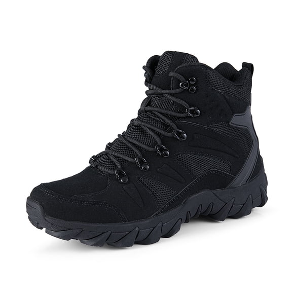 Men's Hiking Boots Outdoor Mid Trekking Backpacking Mountaineering Shoes Walking Outdoor Work Boots, Black