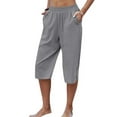 thumbnail image 2 of Fangasis Women Loungewear With Pocket Pants Solid Color Palazzo Pant Ladies Lounge Trousers Boho Beach Bottoms Grey S, 2 of 5