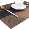 thumbnail image 3 of SHAR Sets de Table Sets de Table Durables pour Table à Manger, Sets de Table en Vinyle Tissé Lavables, Lot de 4 (Bruns) à l'Exclusion de la Vaisselle, 3 of 5