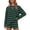 Dark Green #003, variant on Womens 2 Piece Striped Short Sets Fall Lounge Outfit Long Sleeve Tops and Shorts Loose Fit Comfy Matching Sets Airport Travel Clothes M
