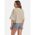 thumbnail image 4 of Women's Loose Fit Crop Tee - Short Sleeve Crew Neck Casual T-Shirt - Summer Comfort Top, 4 of 4