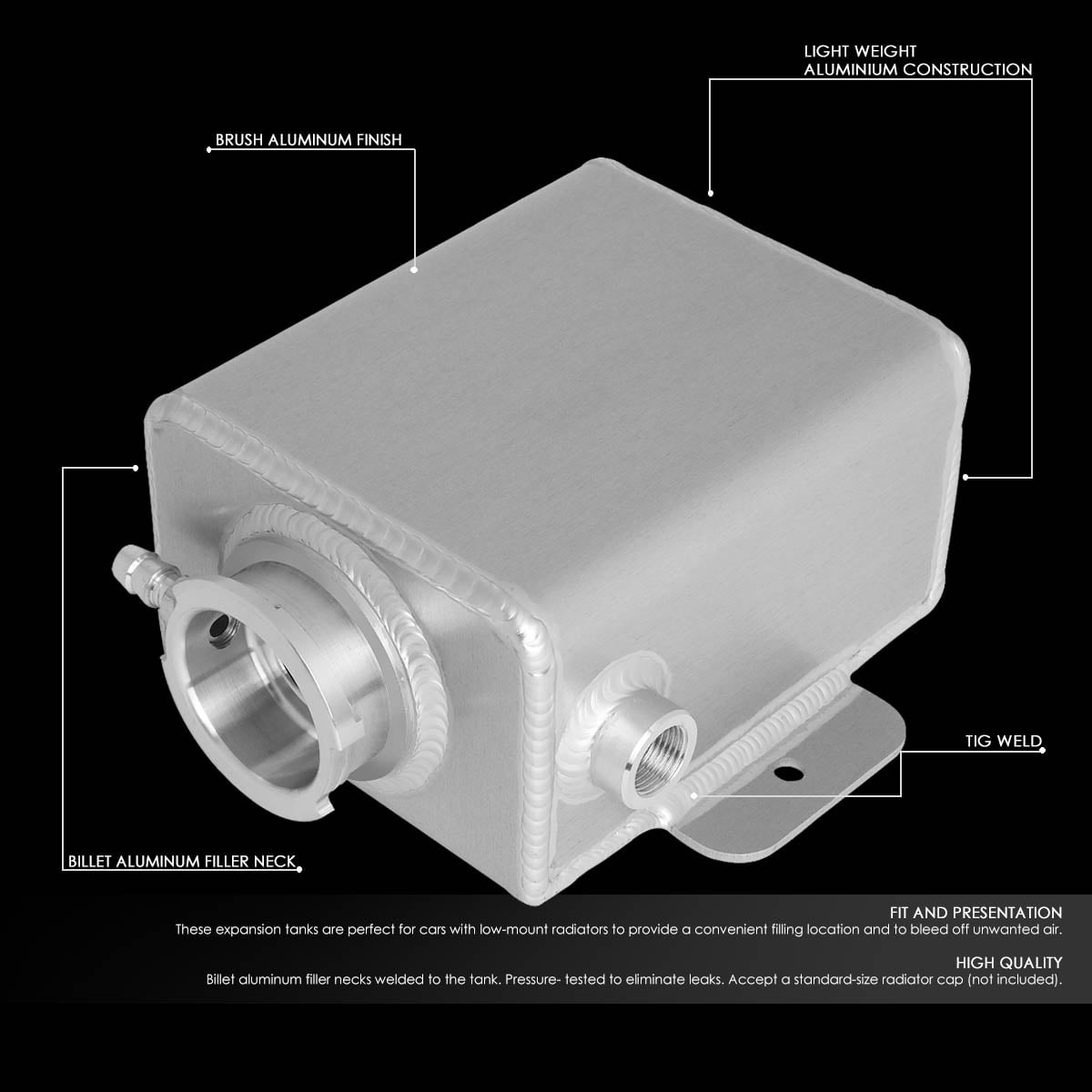 DNA Motoring Universal Aluminum 1.25 QT Radiator Coolant Recovery Overflow Expansion Tank Can